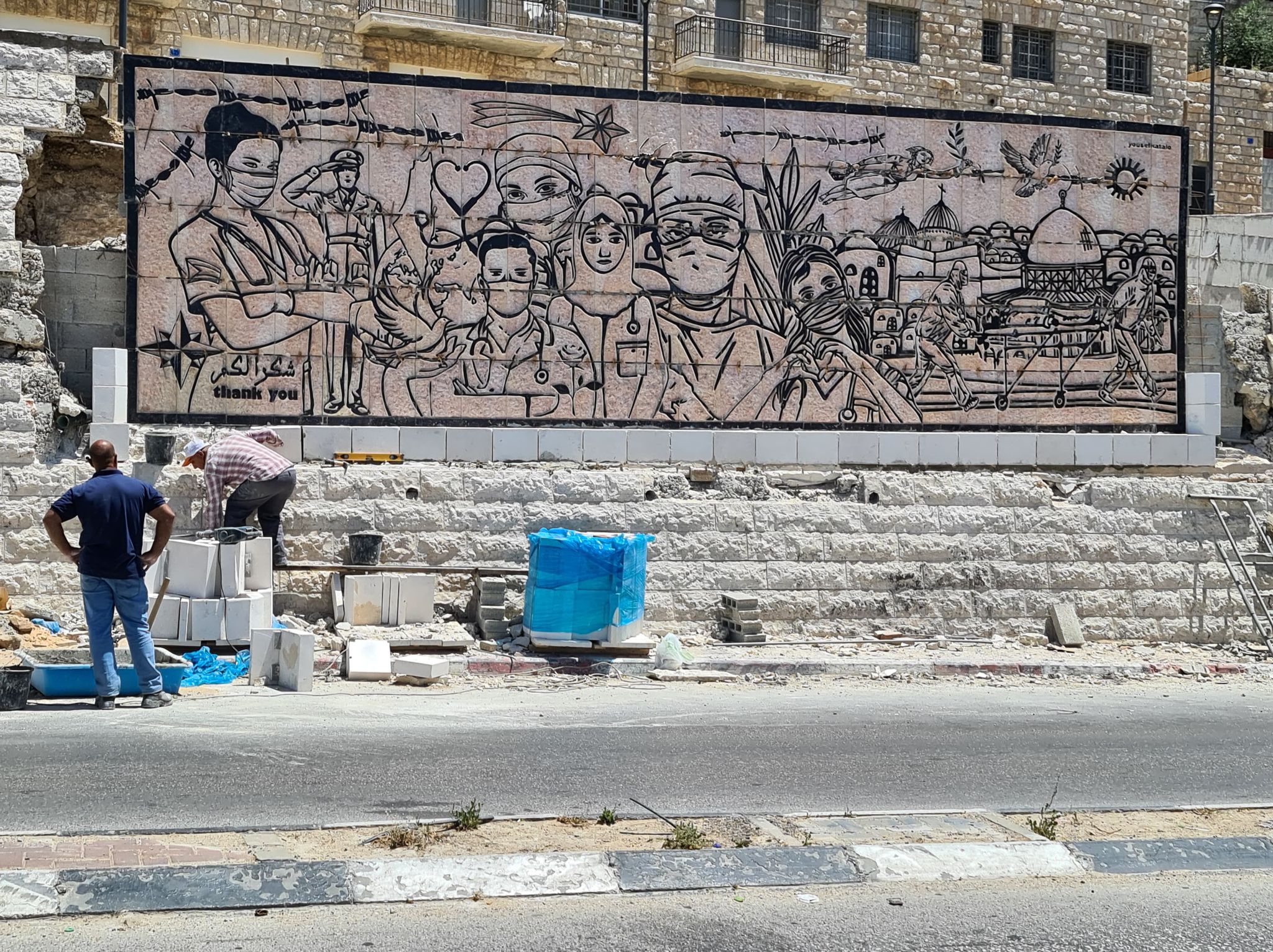 قسم الأشغال في بلدية بيت لحم يتابع بعض الأعمال في المدينة